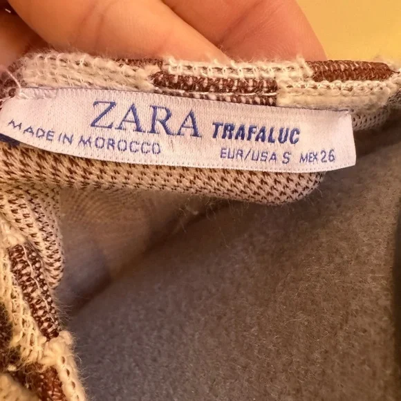 Zara Trafaluc Rustic Buttoned Tan and Brown Striped Mini Dress - Picture 5 of 5